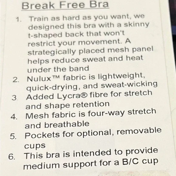 Lululemon Break Free Bra NWOT Floral Print Size 8 - Picture 7 of 7